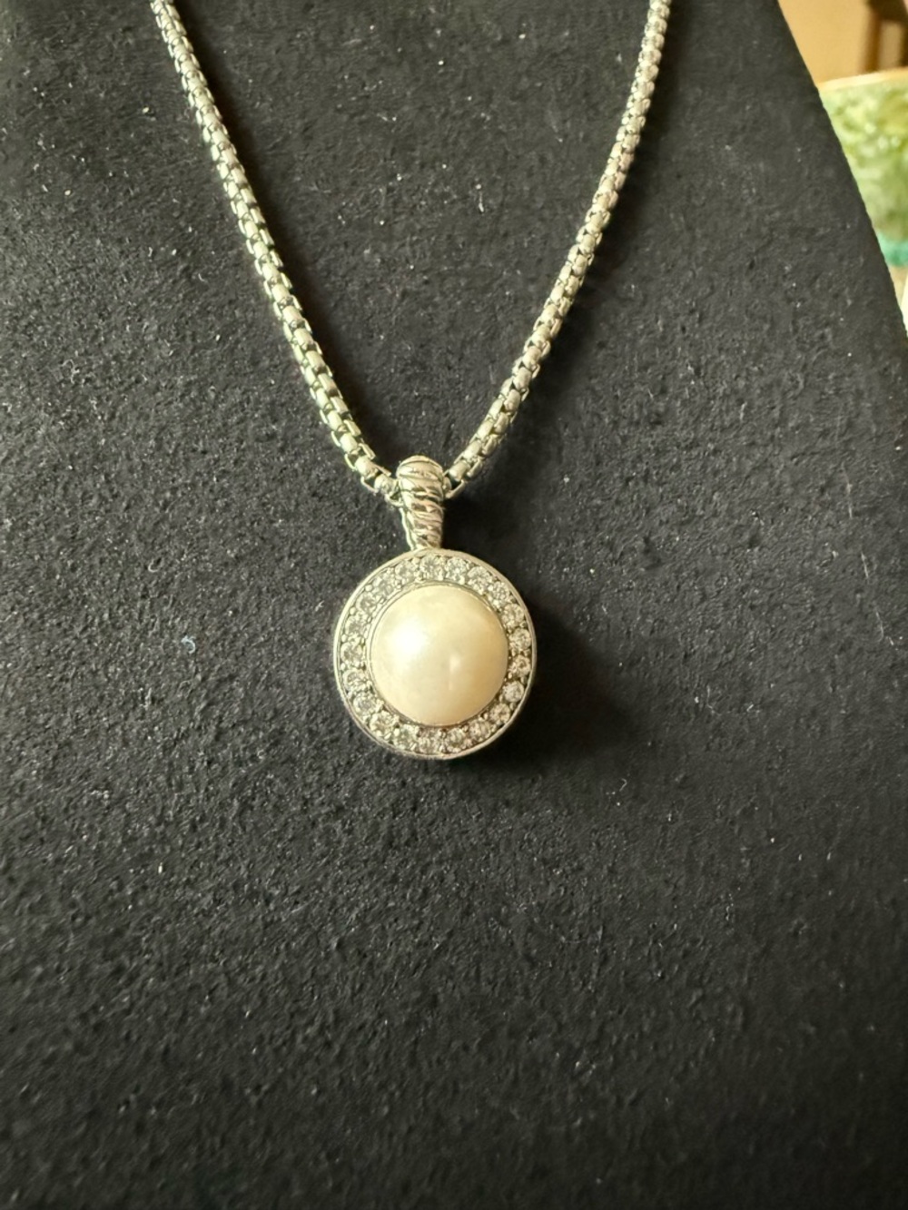 David Yurman Sterling Silver Pearl Halo Pendant Necklace - White Pearl